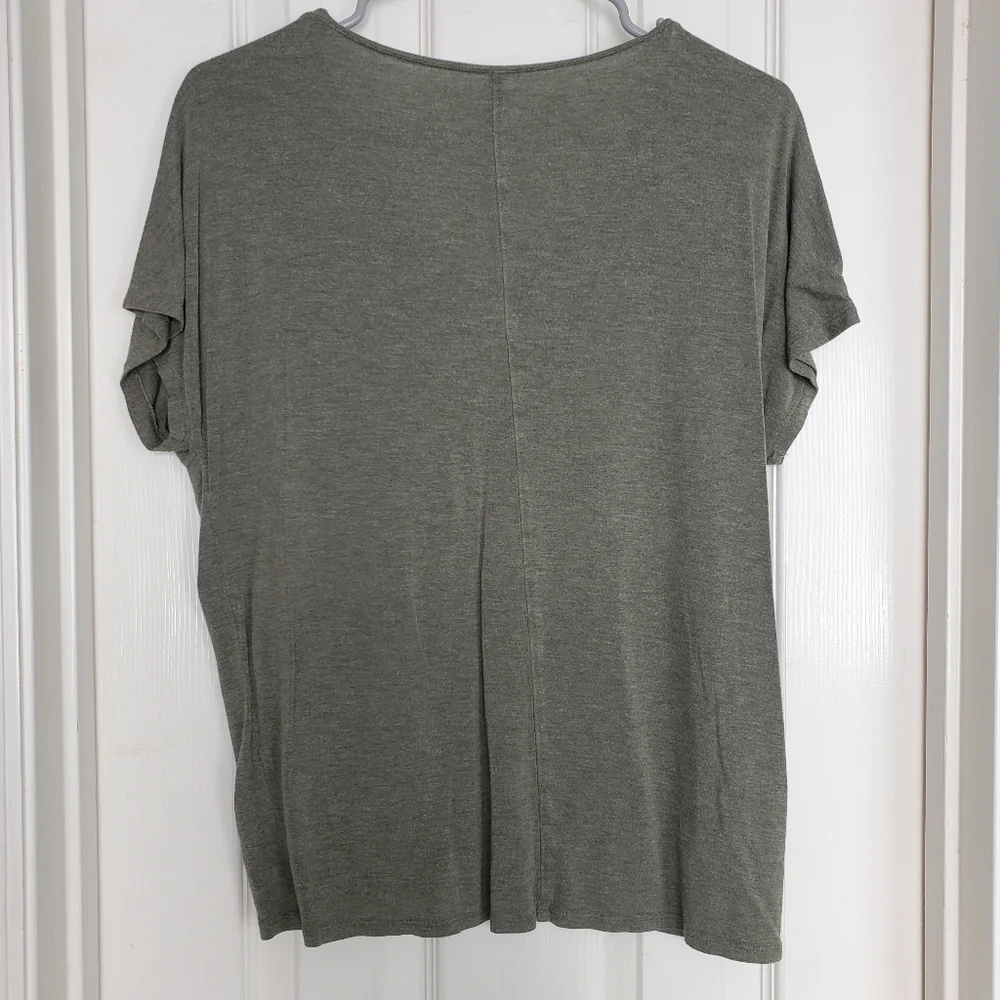 Loft Lounge Short Dolman Sleeve Tee Olive Green Oversized Top Lightweight  SZ:XS